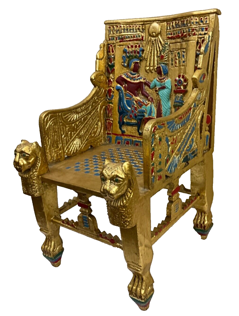 Handmade, Antique Carving Wood Chair, King TUT ANKH AMON, Pharaonic Wood Chair