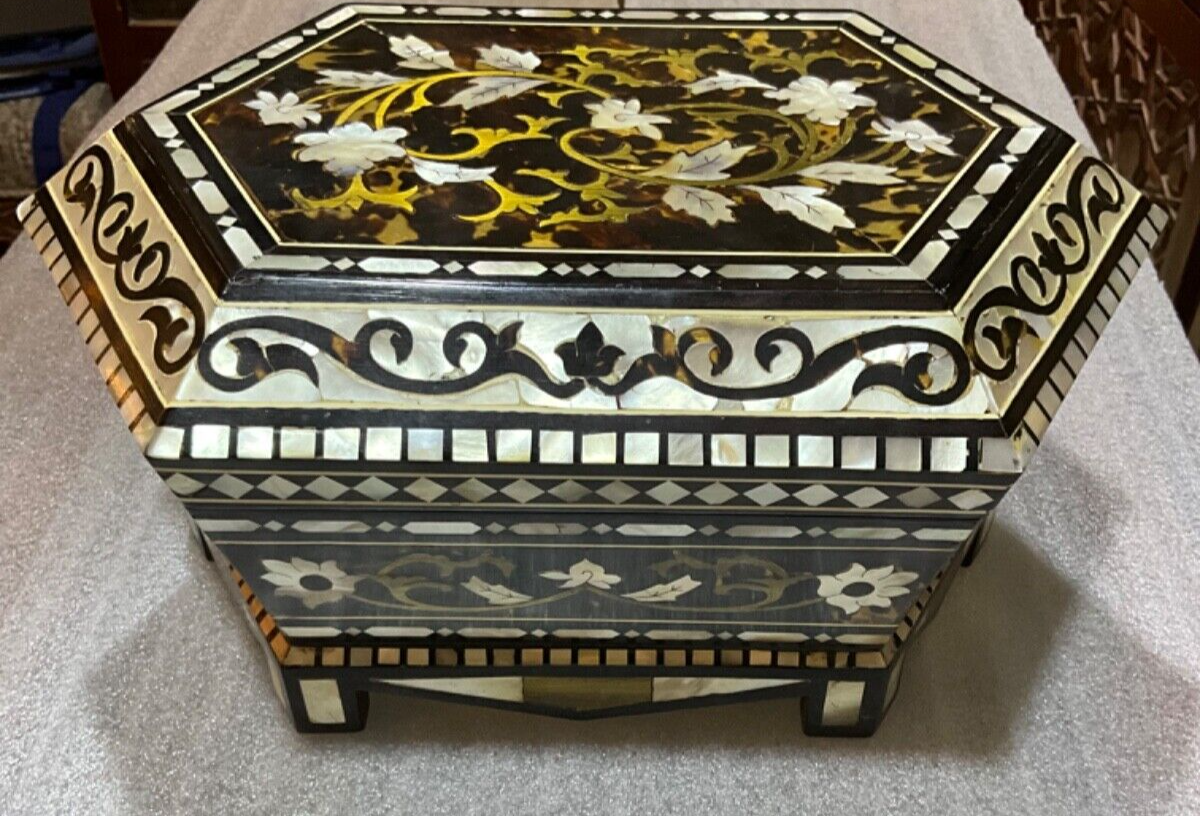 Handmade Wooden Jewelry Box Wood Trinket Storage Wood Box Mother of Pearl Inlay