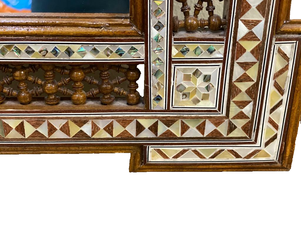 Handmade Mother of pearl Inlay Wood Wall Hanging Mirror Frame Antique Home Decor