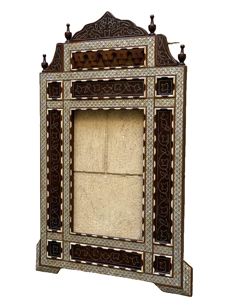 Handmade Mother of pearl Inlay Wood Wall Hanging Mirror Frame Antique Home Decor