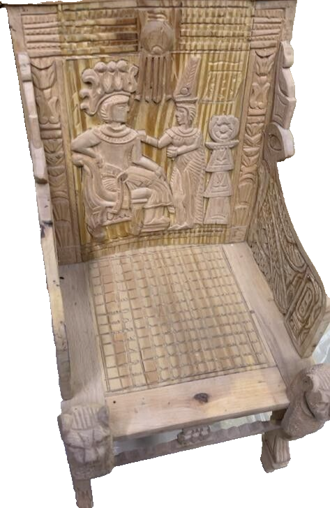 Handmade, Antique Carving Wood Chair, King TUT ANKH AMON, Pharaonic Wood Chair