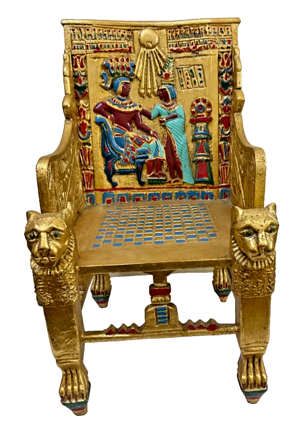 Handmade, Antique Carving Wood Chair, King TUT ANKH AMON, Pharaonic Wood Chair