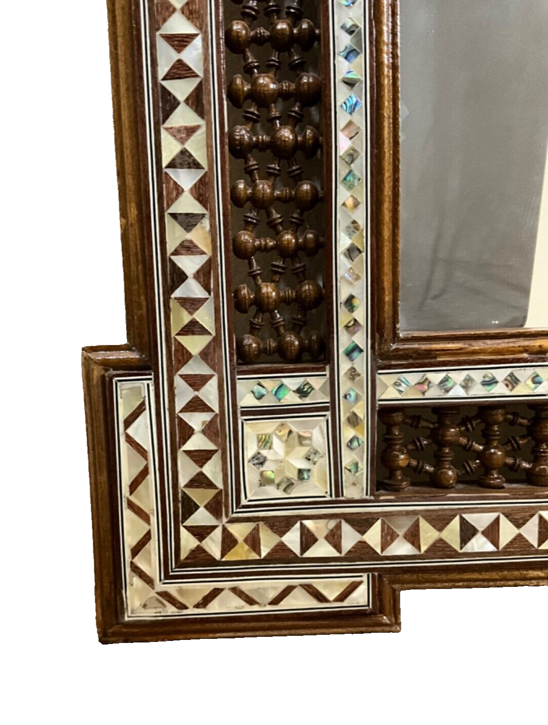 Handmade Mother of pearl Inlay Wood Wall Hanging Mirror Frame Antique Home Decor