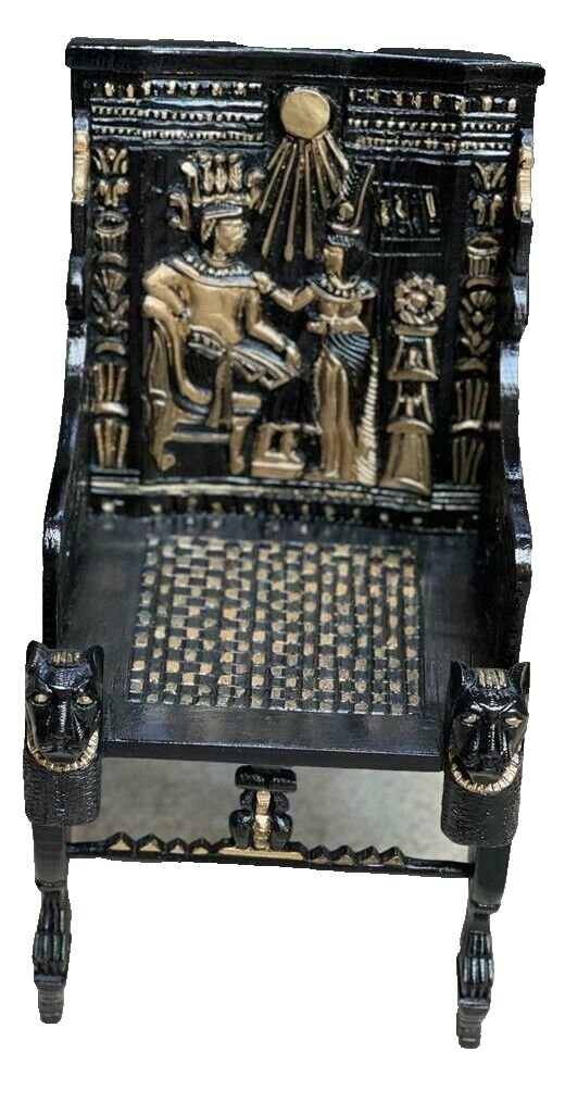 Handmade, Antique Carving Wood Chair, King TUT ANKH AMON, Pharaonic Wood Chair