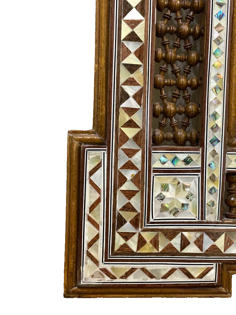 Handmade Mother of pearl Inlay Wood Wall Hanging Mirror Frame Antique Home Decor