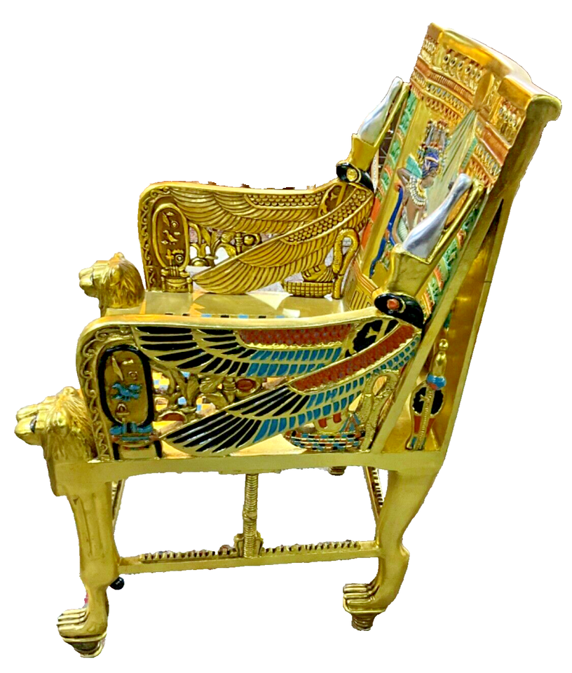 Handmade, Antique Carving Wood Chair, King TUT ANKH AMON, Pharaonic Wood Chair