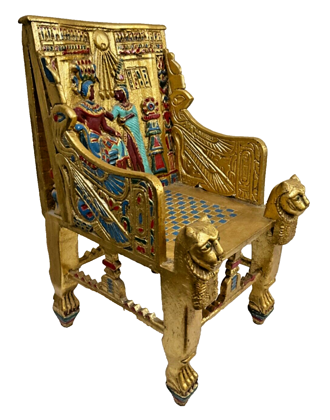 Handmade, Antique Carving Wood Chair, King TUT ANKH AMON, Pharaonic Wood Chair