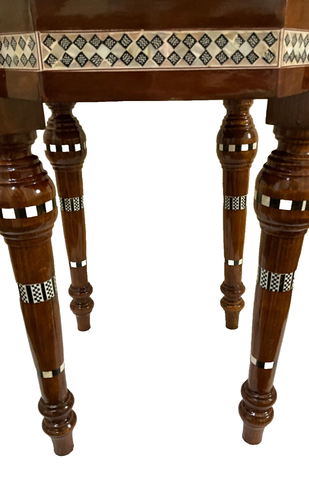 Handmade Wooden End Table Carving Wood Table Home Decor Mother of Pearl Inlay