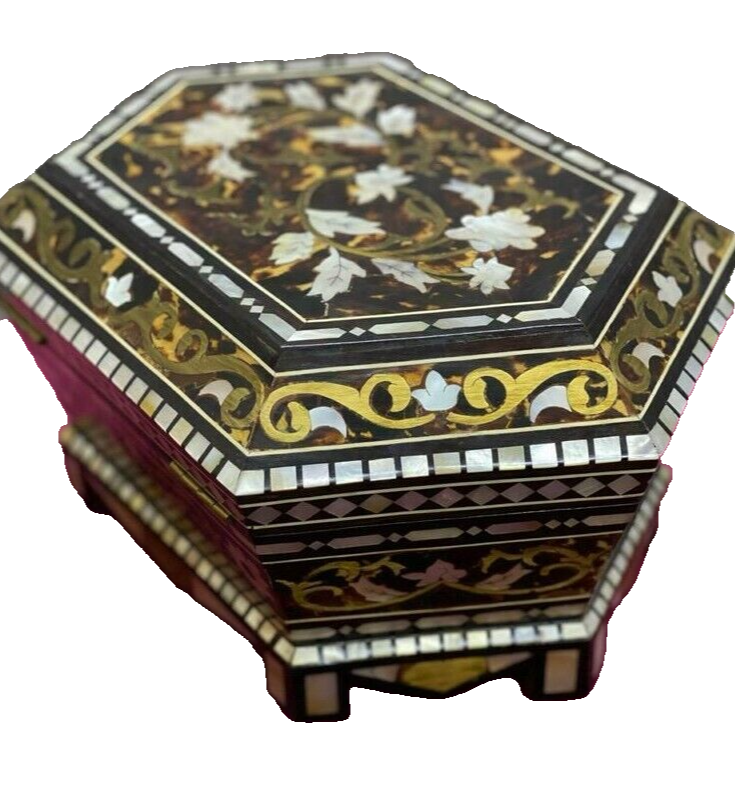 Handmade Wooden Jewelry Box Wood Trinket Storage Wood Box Mother of Pearl Inlay