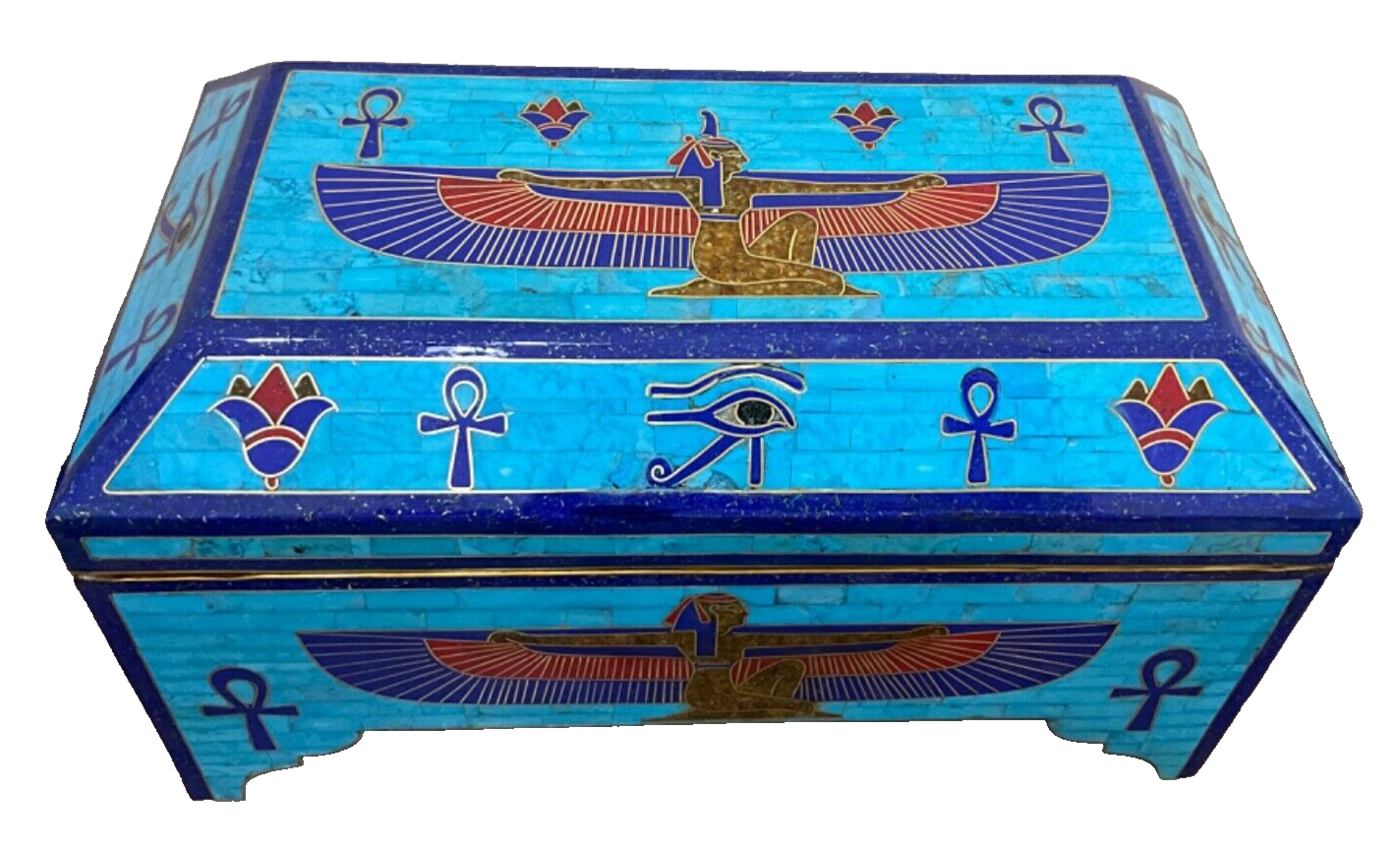 Handmade Antique, Wooden Jewelry Box, Gift Box, Wood Box, Lapis, Turquoise Inlay