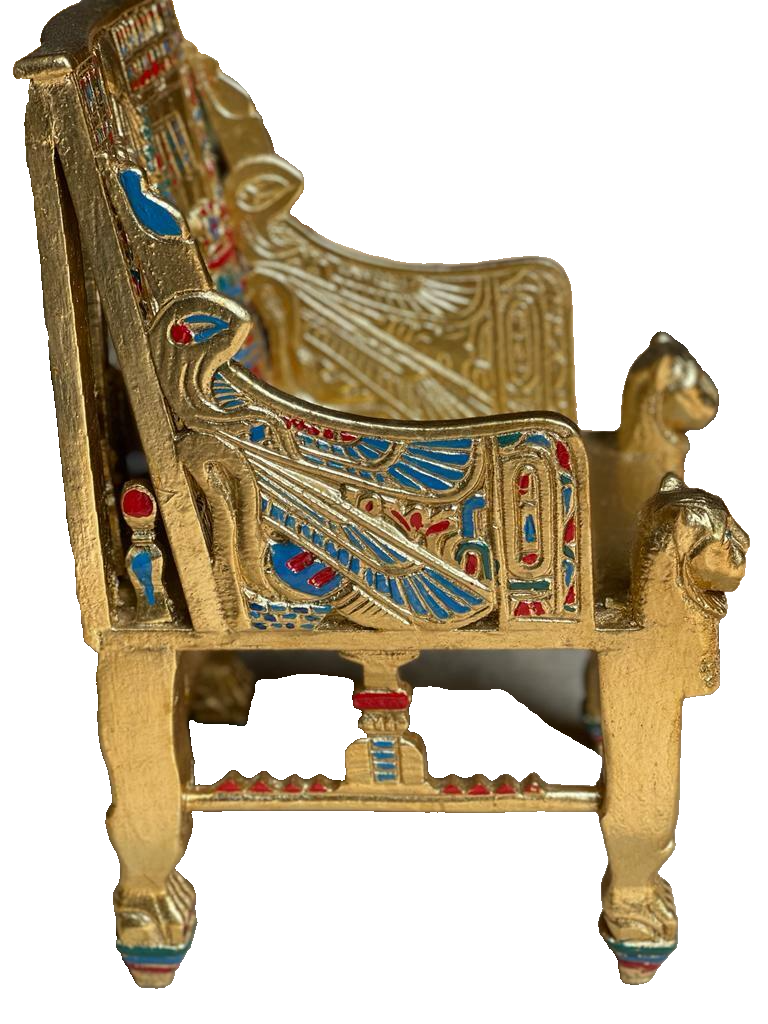 Handmade, Antique Carving Wood Chair, King TUT ANKH AMON, Pharaonic Wood Chair