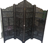 4 Panel Folding Wooden Room Divider Partition Privacy Screen Hand Carving Wood