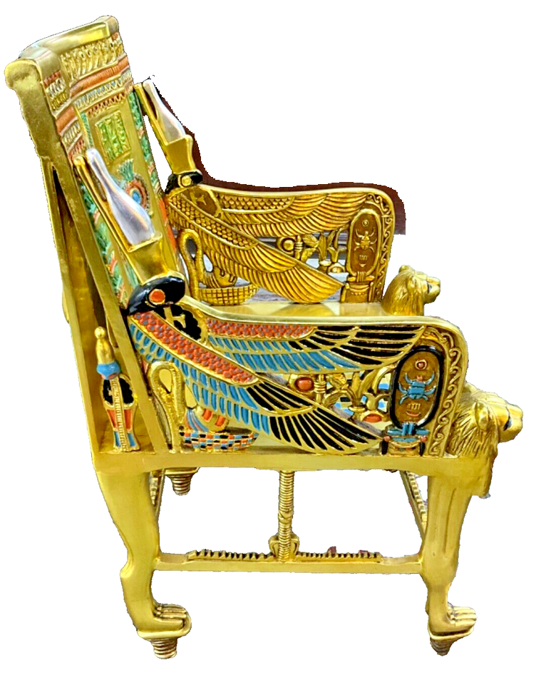 Handmade, Antique Carving Wood Chair, King TUT ANKH AMON, Pharaonic Wood Chair