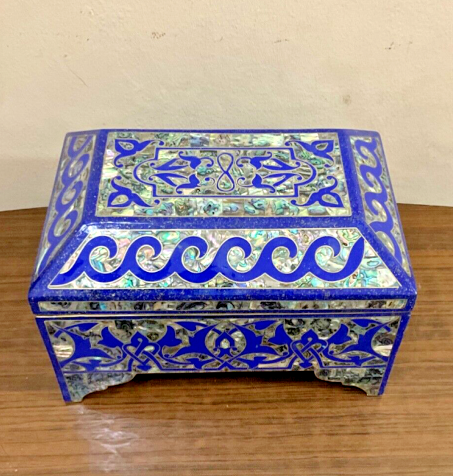 Handmade Wooden Jewelry Box Wood Trinket Storage Wood Box Mother of Pearl Inlay