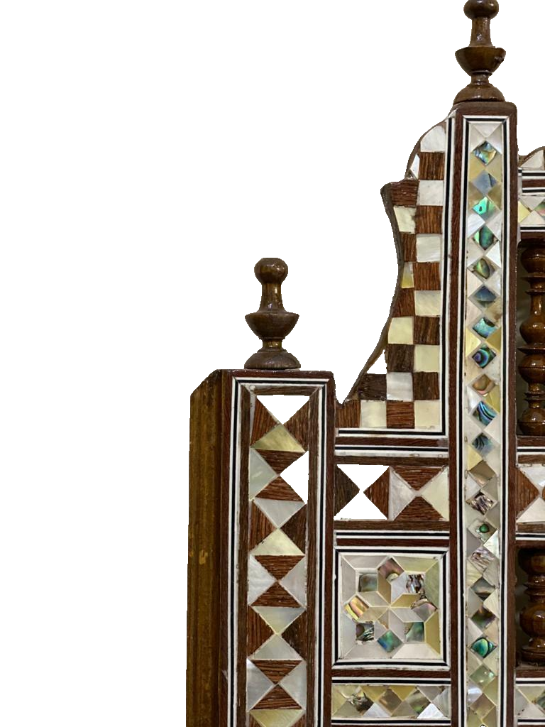 Handmade Mother of pearl Inlay Wood Wall Hanging Mirror Frame Antique Home Decor