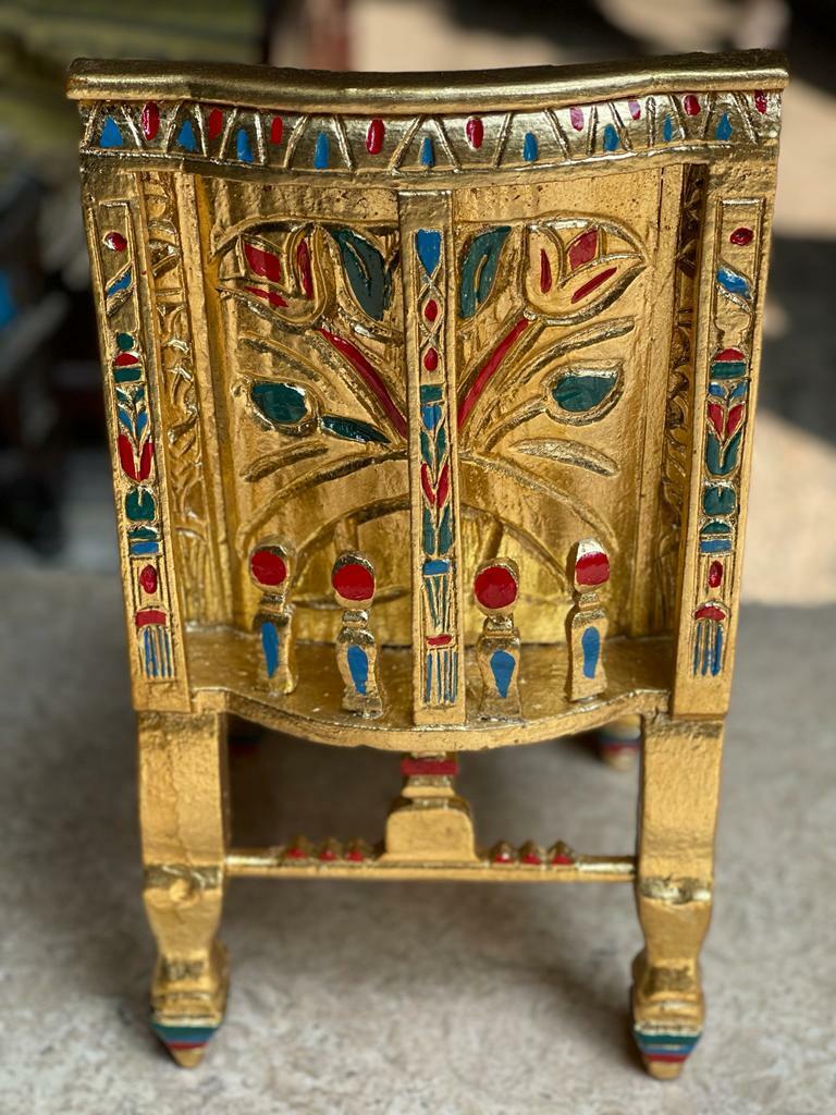 Handmade, Antique Carving Wood Chair, King TUT ANKH AMON, Pharaonic Wood Chair