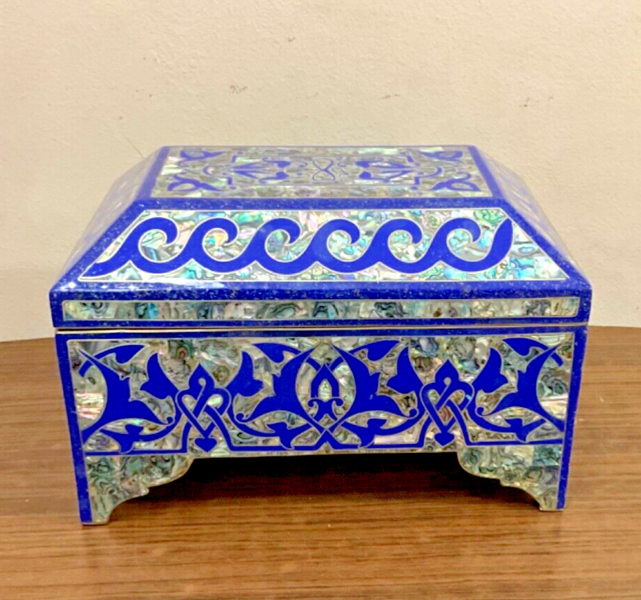 Handmade Wooden Jewelry Box Wood Trinket Storage Wood Box Mother of Pearl Inlay