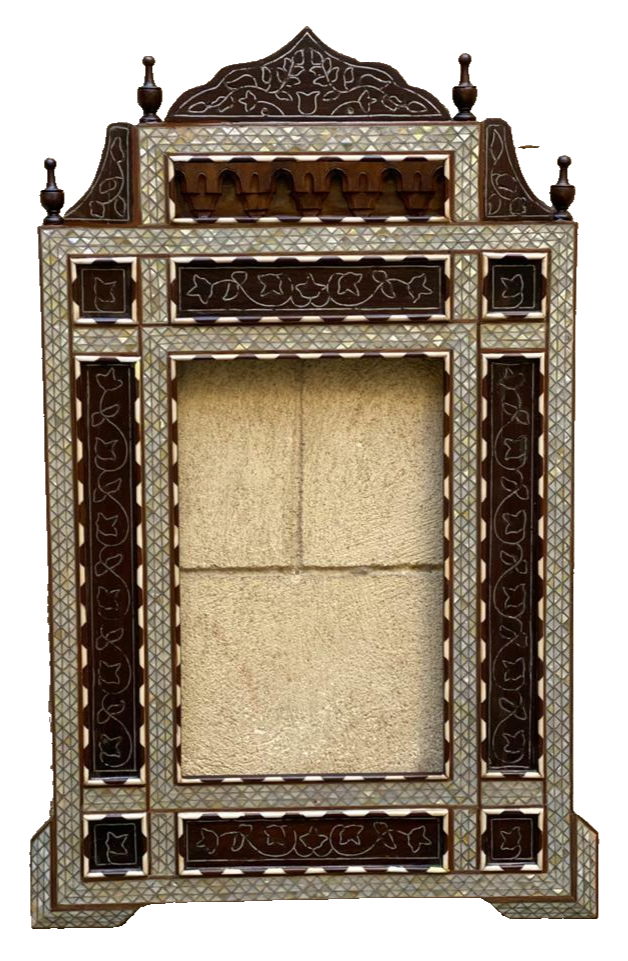 Handmade Mother of pearl Inlay Wood Wall Hanging Mirror Frame Antique Home Decor