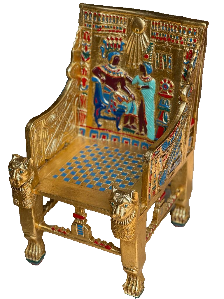 Handmade, Antique Carving Wood Chair, King TUT ANKH AMON, Pharaonic Wood Chair