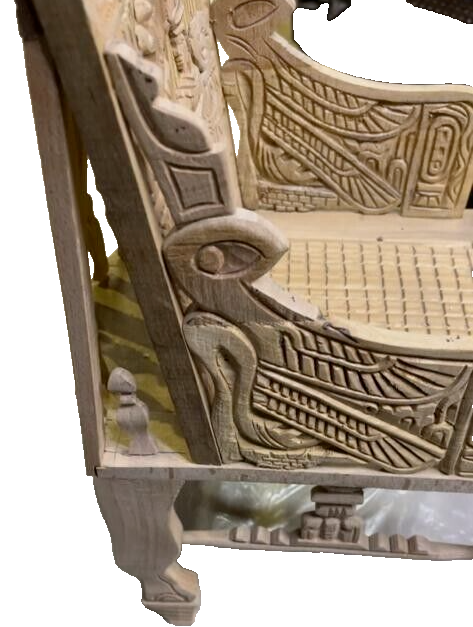 Handmade, Antique Carving Wood Chair, King TUT ANKH AMON, Pharaonic Wood Chair