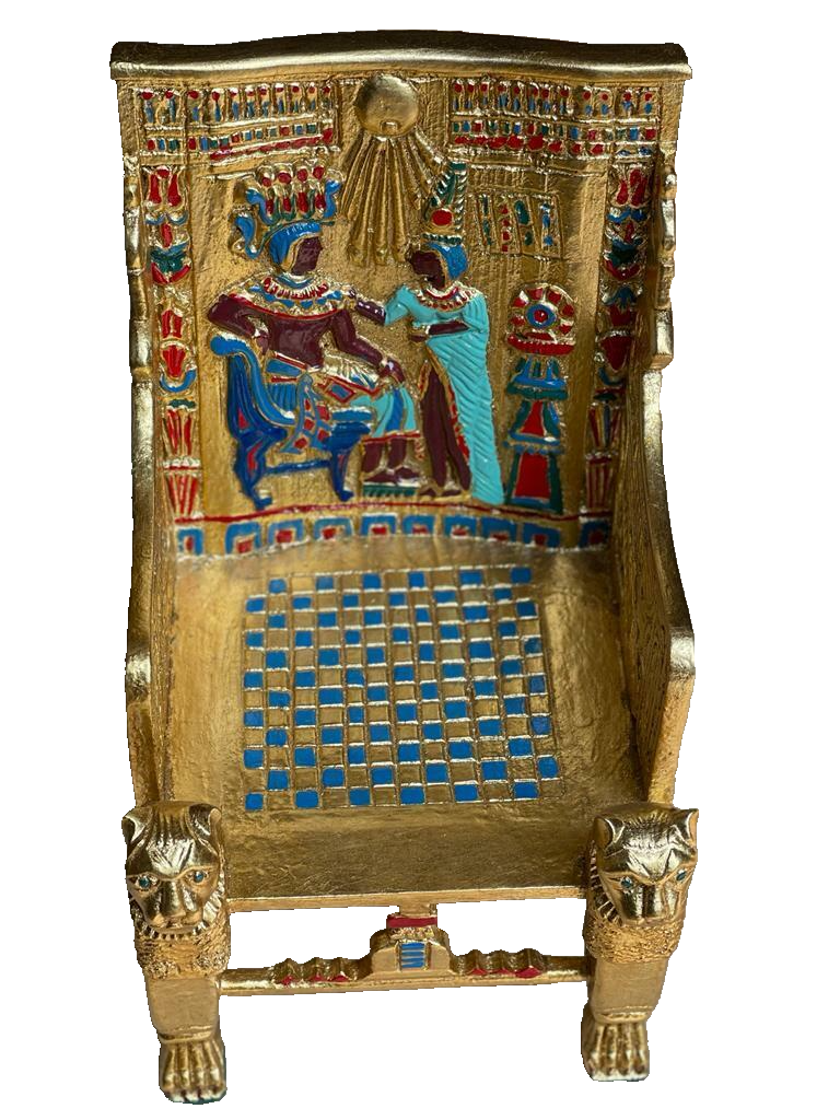 Handmade, Antique Carving Wood Chair, King TUT ANKH AMON, Pharaonic Wood Chair