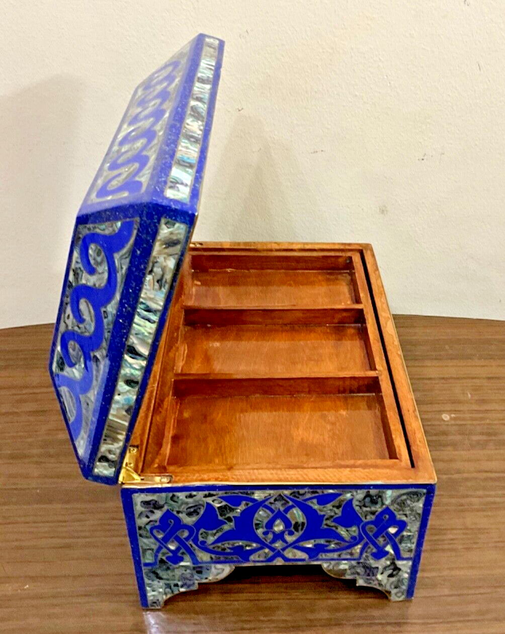 Handmade Wooden Jewelry Box Wood Trinket Storage Wood Box Mother of Pearl Inlay