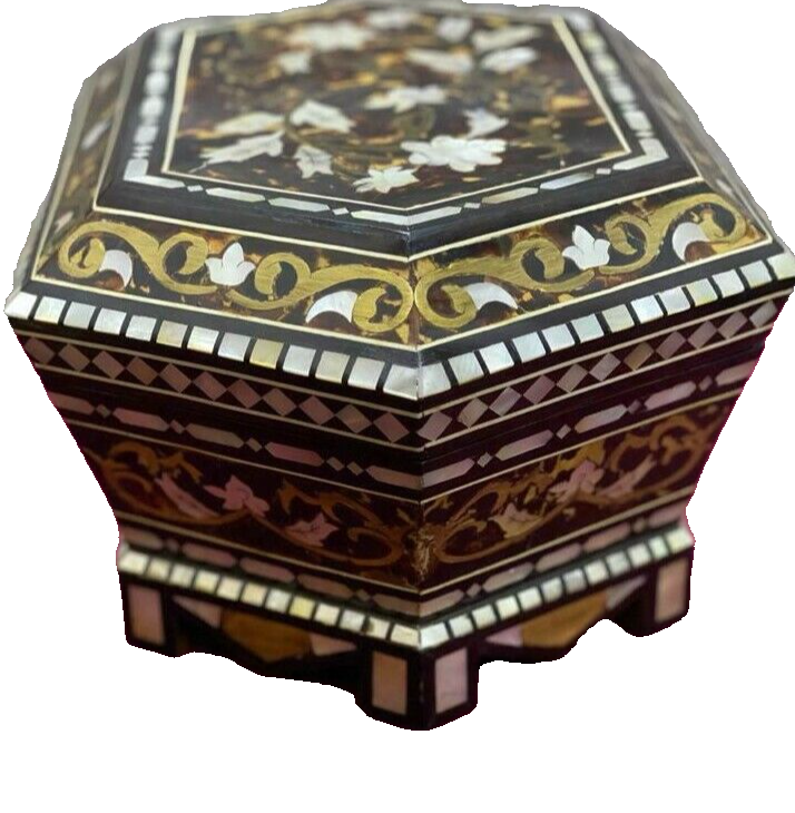 Handmade Wooden Jewelry Box Wood Trinket Storage Wood Box Mother of Pearl Inlay