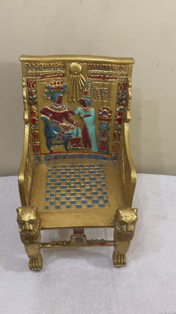 Handmade, Antique Carving Wood Chair, King TUT ANKH AMON, Pharaonic Wood Chair